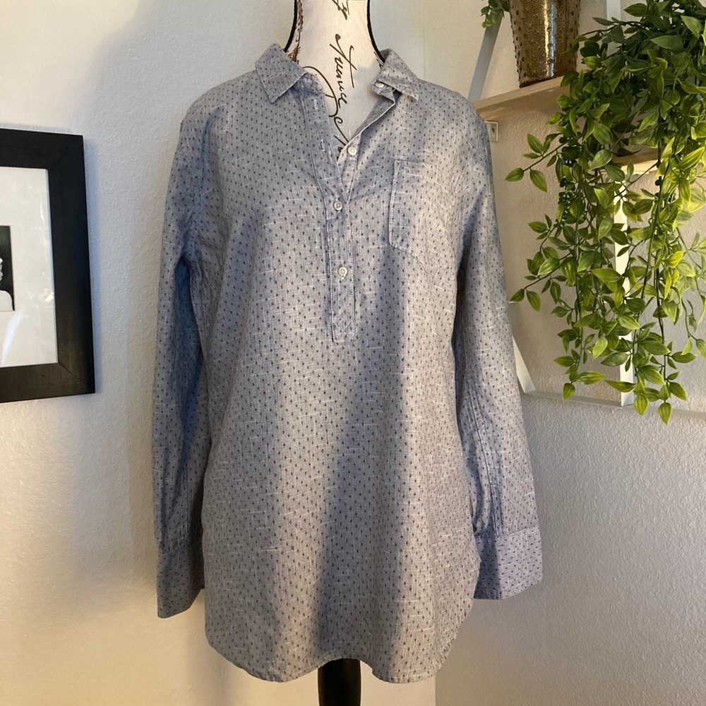 Navy Blue & White Merona Tunic Top Size L/G